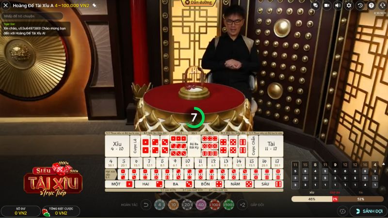 Giao diện chơi tài xỉu trực tiếp tại M88