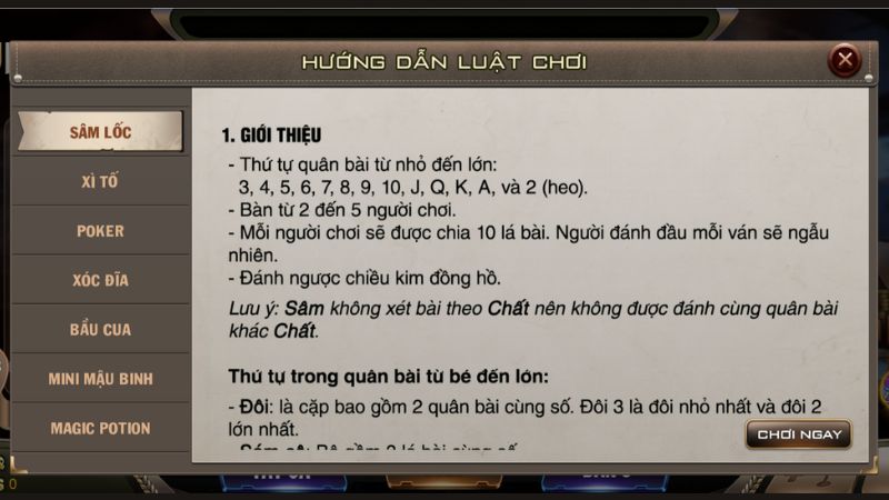 Hướng dẫn chơi sâm lốc cụ thể tại nhà cái M88