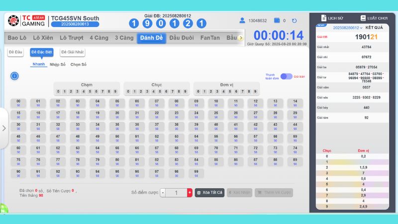 Giao diện sảnh xổ số MB 