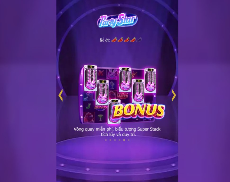 Nổ hũ Ngôi sao tiệc tùng lấy chủ đề về một bữa tiệc đêm sôi động