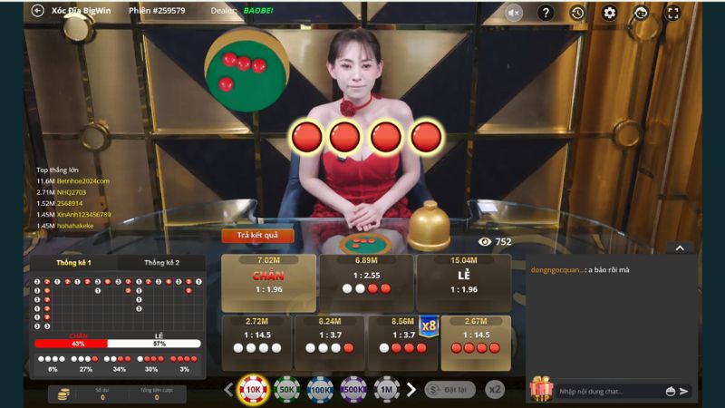 Giao diện chơi xóc đĩa trực tuyến thiết kế đẹp, chuyên nghiệp